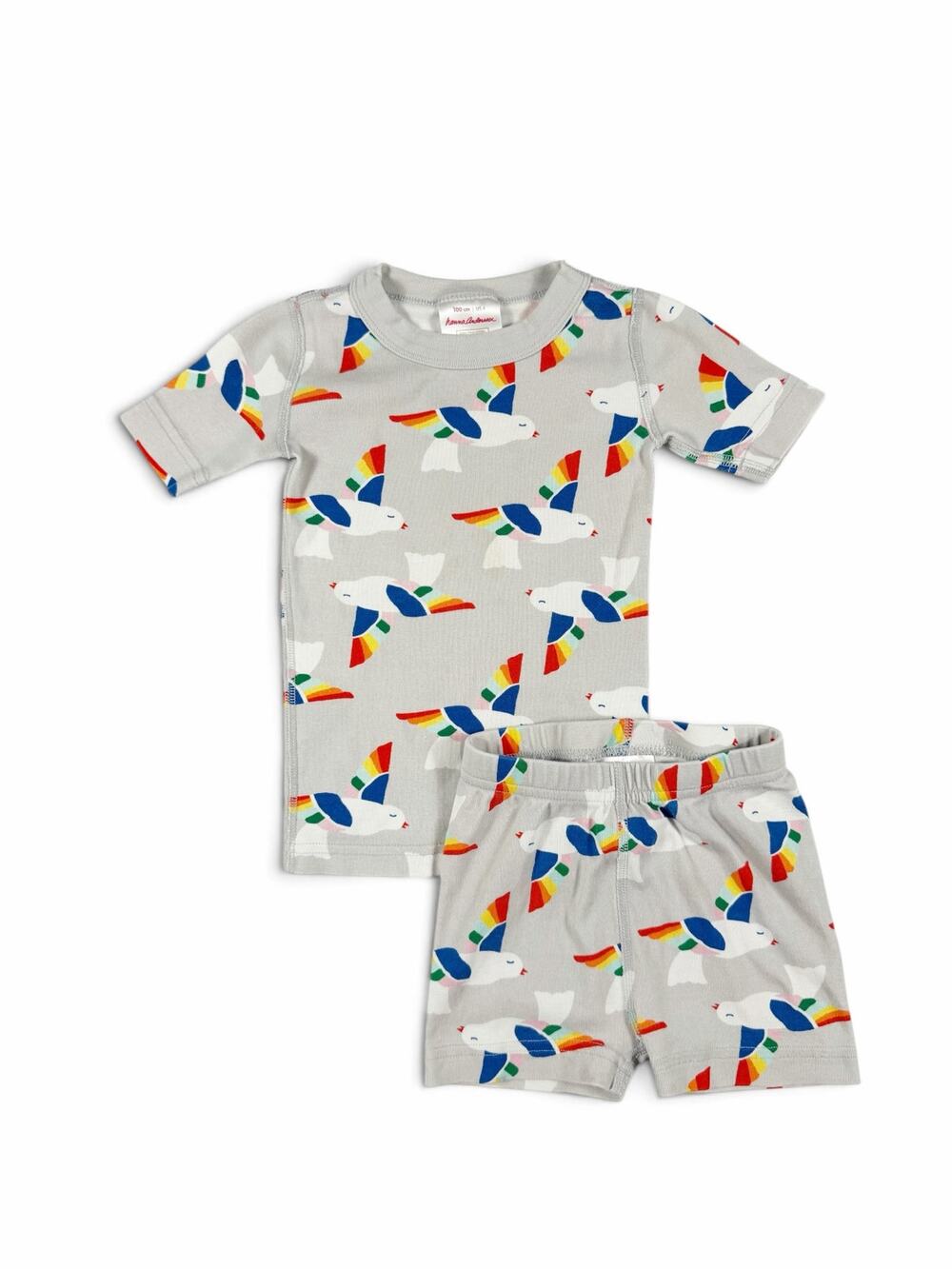 Hanna Andersson Organic Cotton Rainbow Bird Short Pajamas Gray Size 4